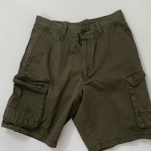 Perry Ellis America 32 shorts green khaki side poc